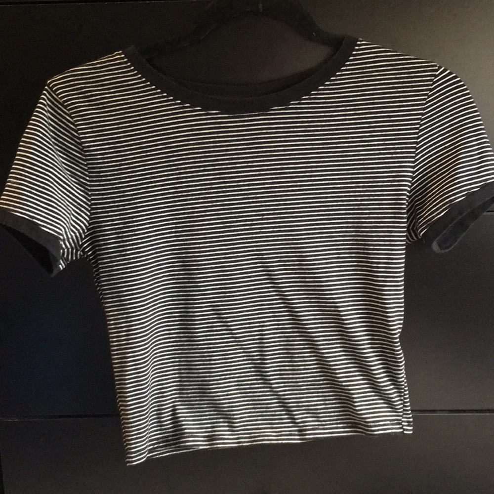 Small black and white striped crop top